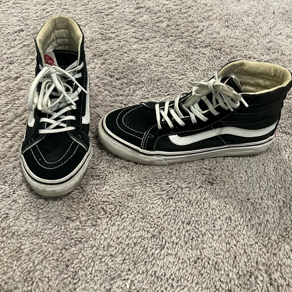 Vans Sk8-Hi Unisex Black White Suede Canvas High Tops